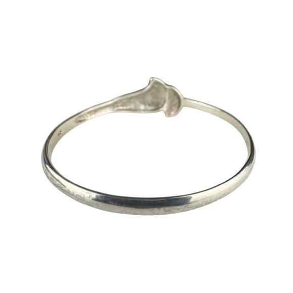 Sterling Silver Ladies Hinged Bracelet Elegantly Designed Modernist Style - Picture 2 of 5